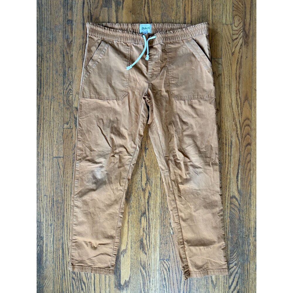 PACT Organic Tan Cotton Drawstring Sustainable Pants Women's Size Medium - Picture 2 of 11